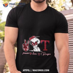 Snoopy Texas Rangers Peace Love Rangers Shirt