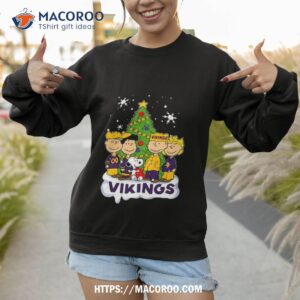 snoopy the peanuts minnesota vikings christmas elf themed shirt sweatshirt 1