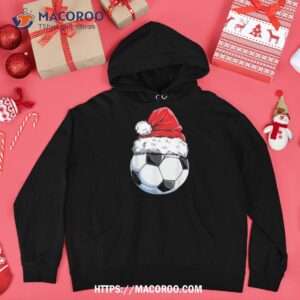 soccer christmas ball santa hat funny sport xmas boys shirt hoodie