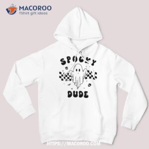 spooky due halloween cute little ghost and skulls checkered shirt hoodie