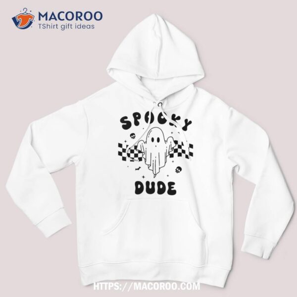 Spooky Due Halloween Cute Little Ghost And Skulls Checkered Shirt