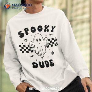 spooky due halloween cute little ghost and skulls checkered shirt sweatshirt