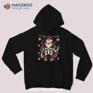 Sugar Skull Mexican Sloth Bone Halloween Day Of Dead Shirt