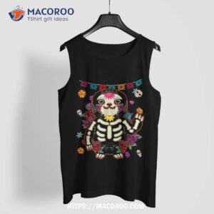 sugar skull mexican sloth bone halloween day of dead shirt tank top