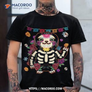 Sugar Skull Mexican Sloth Bone Halloween Day Of Dead Shirt