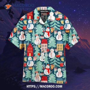 Sweet Winter Christmas Snowmen Pine Tree Pattern Aloha Hawaiian Shirt