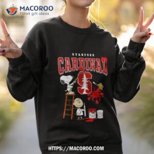 the peanuts charlie snoopy and woodstock wall paint stanford cardinal shirt sweatshirt 2