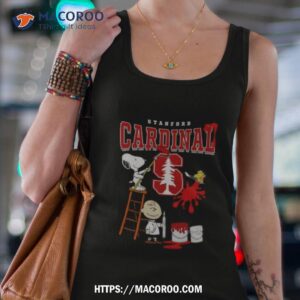 the peanuts charlie snoopy and woodstock wall paint stanford cardinal shirt tank top 4