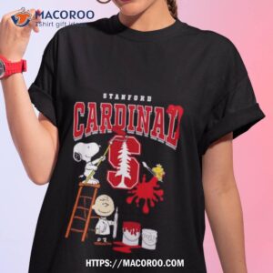 The Peanuts Charlie Snoopy And Woodstock Wall Paint Stanford Cardinal Shirt