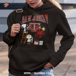 the peanuts charlie snoopy and woodstock wall paint texas a m aggies shirt hoodie 3