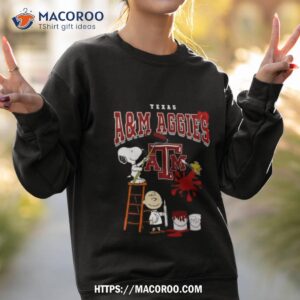 the peanuts charlie snoopy and woodstock wall paint texas a m aggies shirt sweatshirt 2