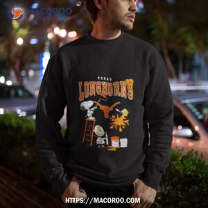 the peanuts charlie snoopy and woodstock wall paint texas longhorns shirt sweatshirt