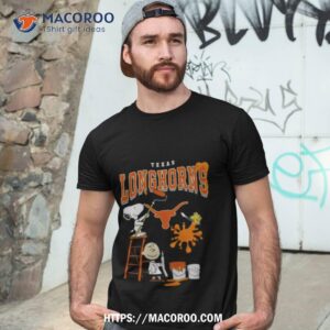 The Peanuts Charlie Snoopy And Woodstock Wall Paint Texas Longhorns Shirt