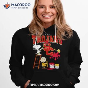the peanuts charlie snoopy and woodstock wall paint usc trojans shirt hoodie 1