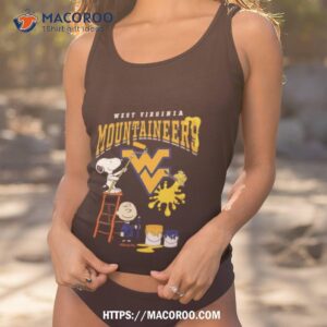 the peanuts charlie snoopy and woodstock wall paint west virginia mountaineers shirt tank top 1