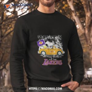 the peanuts snoopy and woodstock just a girl who love christmas and love lakers shirt sweatshirt