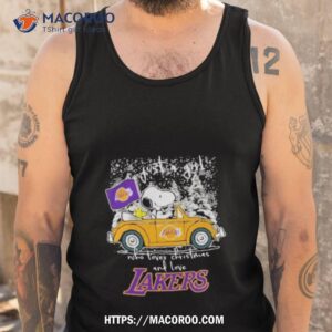 the peanuts snoopy and woodstock just a girl who love christmas and love lakers shirt tank top
