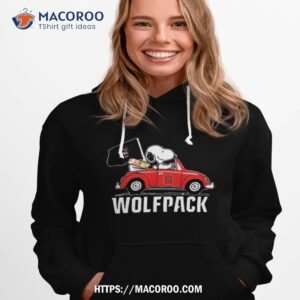 the peanuts snoopy and woodstock on car wolfpack football 2023 t shirt hoodie 1