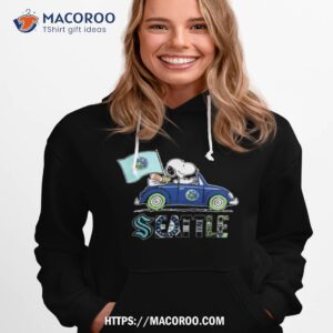 the peanuts snoopy and woodstock seattle sports teams on car 2023 t shirt hoodie 1