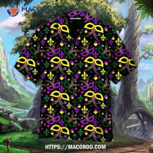 This Is My Mardi Gras Pattern Black And Yellow Aloha Hawaiian Shirt