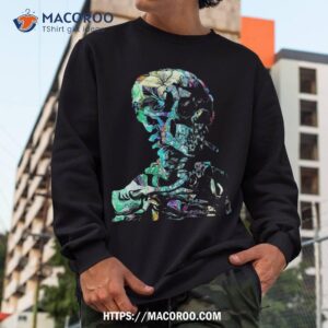 tie dye vintage skull van gogh head of a skeleton halloween shirt sweatshirt