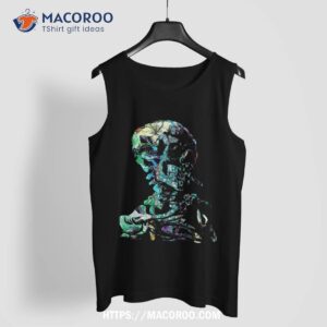 tie dye vintage skull van gogh head of a skeleton halloween shirt tank top