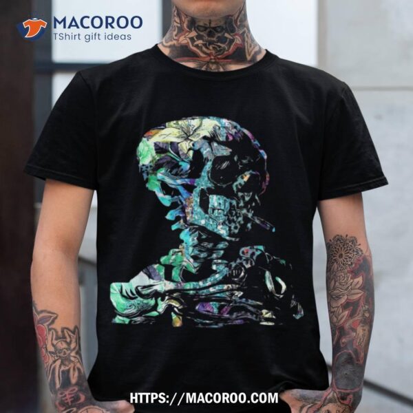 Tie Dye Vintage Skull Van Gogh Head Of A Skeleton Halloween Shirt