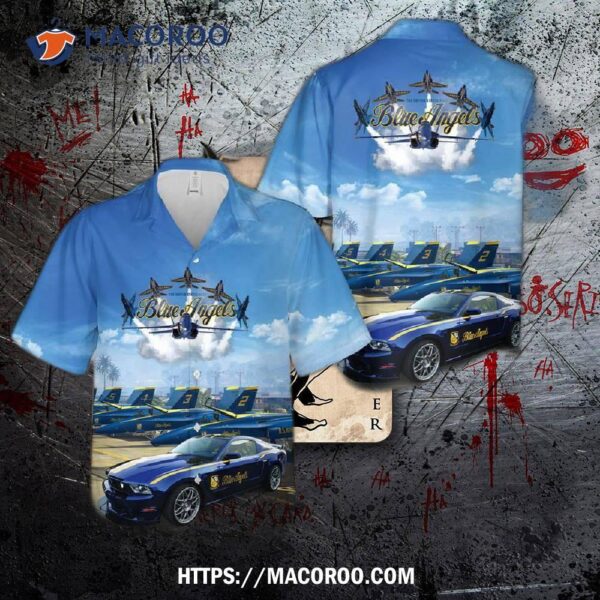 U.s Navy Blue Angels Ford Mustang Gt Hawaiian Shirt