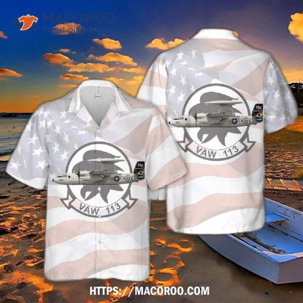 U.s Navy Vaw-113 Black Eagles E-2c Hawaiian Shirt