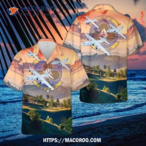 Us Air Force 62d Airlift Squadron Blue Barons Lockheed Martin C-130e Hawaiian Shirt