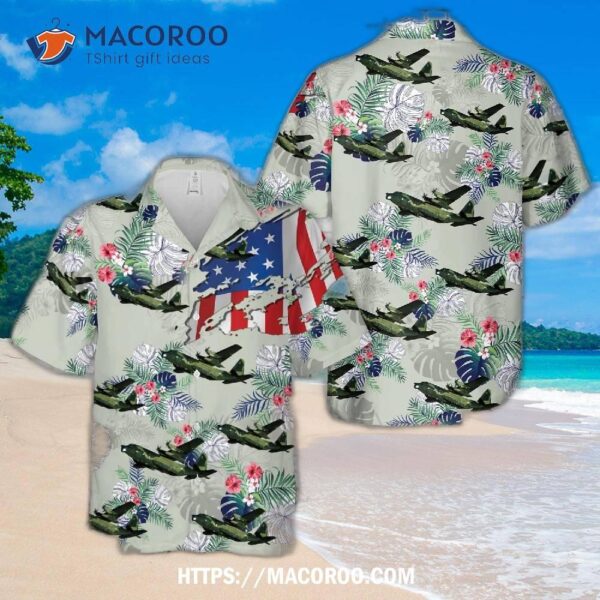 Us Air Force Lockheed Mc-130e Combat Talon I 8th Sos In Flight 1980 Hawaiian Shirt