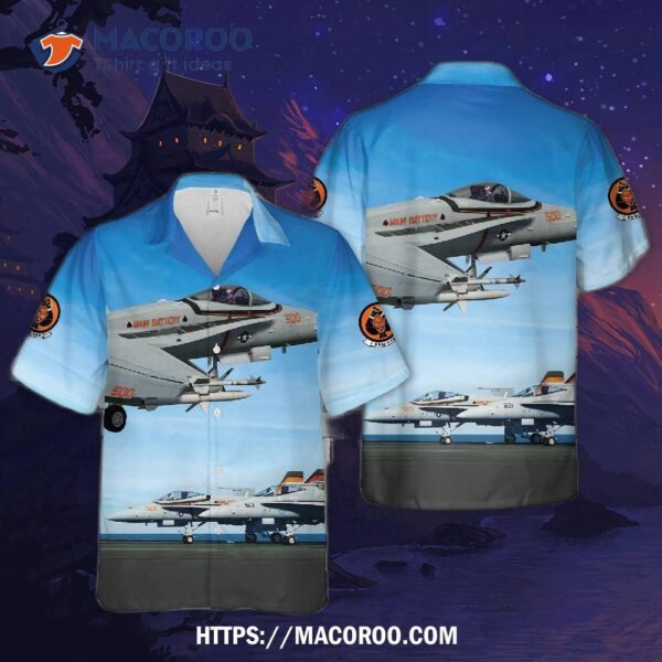 Us Navy F/a-18c Vaq-144 “main Battery” (2023) Hawaiian Shirt