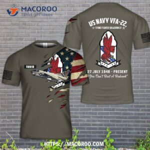 Us Navy Vfa-22, Strike Fighter Squadron 22 “fighting Redcocks” A-7e Corsair Ii Aircraft 3D T-Shirt