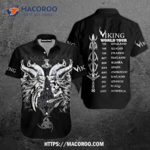 Viking World Tour Black And White Aloha Hawaiian Shirt