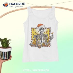 vintage halloween skeleton pumpkin spice latte syrup autumn shirt tank top