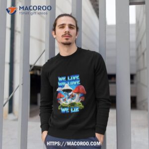 We Live We Love We Lie Blue Mushroom Cat Meme 2023 Shirt 2 we live we love we lie blue mushroom cat meme 2023 shirt sweatshirt 1