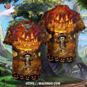 Why Oh You Pumpkin Halloween Skeleton Aloha Hawaiian Shirt