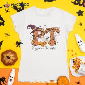 Witch Hat And Spooky Pumpkins Halloween Pt Physical Therapy Shirt