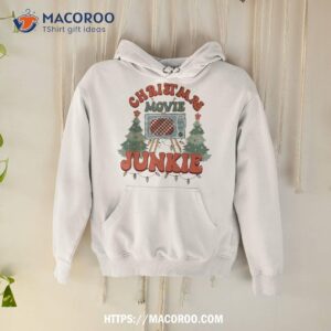 Wo Christmas Movie Junkie Retro Tree Chrismas Shirt