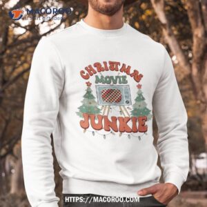 wo christmas movie junkie retro tree chrismas shirt sweatshirt