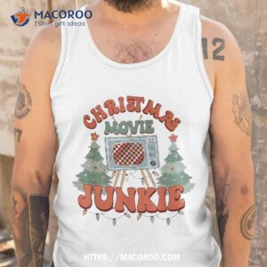 wo christmas movie junkie retro tree chrismas shirt tank top
