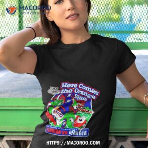 10 28 2023 jacksonville florida florida gators vs georgia bulldogs here comes the orange and blue shirt tshirt 1