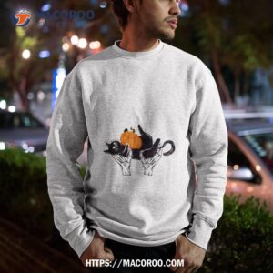 2023 halloween skeleton hand black cat pumpkin shirt sweatshirt