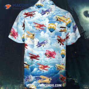 Blue Sky Christmas Airplane Hawaiian Shirt