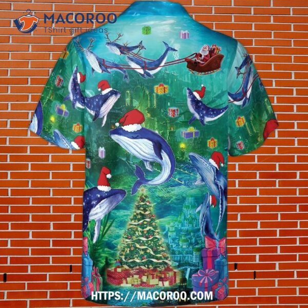 Christmas Ocean Santa Claus And Whale In The Magical Blue Lover Hawaiian Shirt