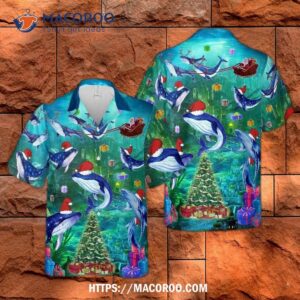 adult christmas ocean santa claus and whale in the magical blue lover hawaiian shirt 2