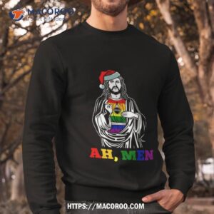 ah men christmas funny lgbt q pride jesus shirt sweatshirt