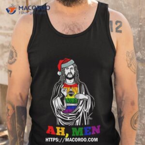 ah men christmas funny lgbt q pride jesus shirt tank top