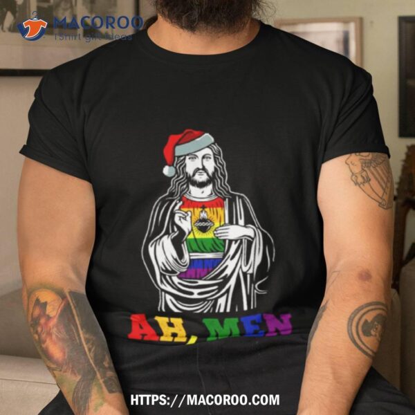 Ah Men Christmas Funny Lgbt Q Pride Jesus Shirt