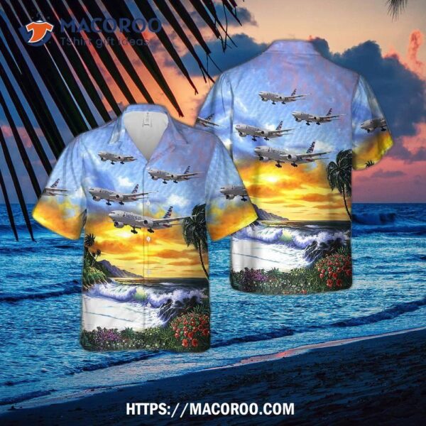 American Airlines Boeing 777-200 “azriel (al) Blackman 75 Years” Hawaiian Shirt